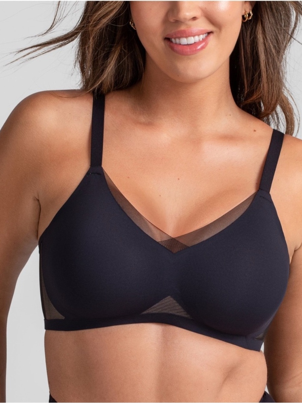 Honeylove Black Crossover Bra Wireless Smoothing Support Lined 1X